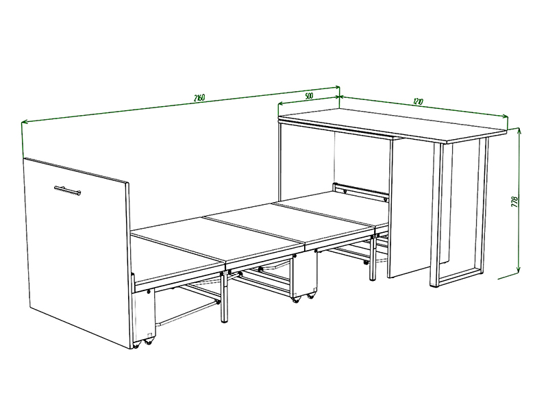 Прайс-522 Кровать-трансформер + стол Sirim-D (3 в 1)
