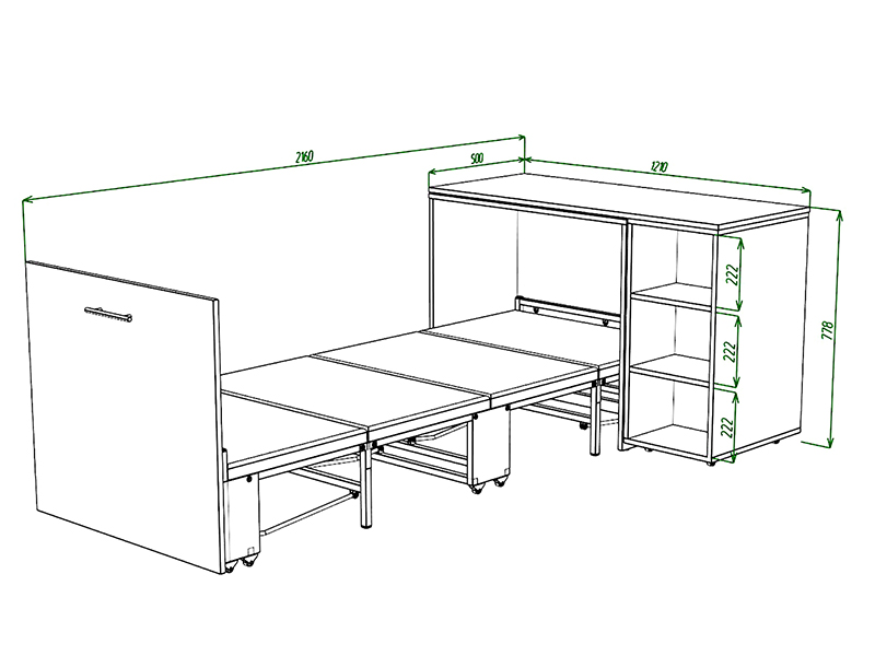 Прайс-522 Кровать-трансформер + Письменный стол + Тумба + Комод Sirim-C2 (4 в 1)