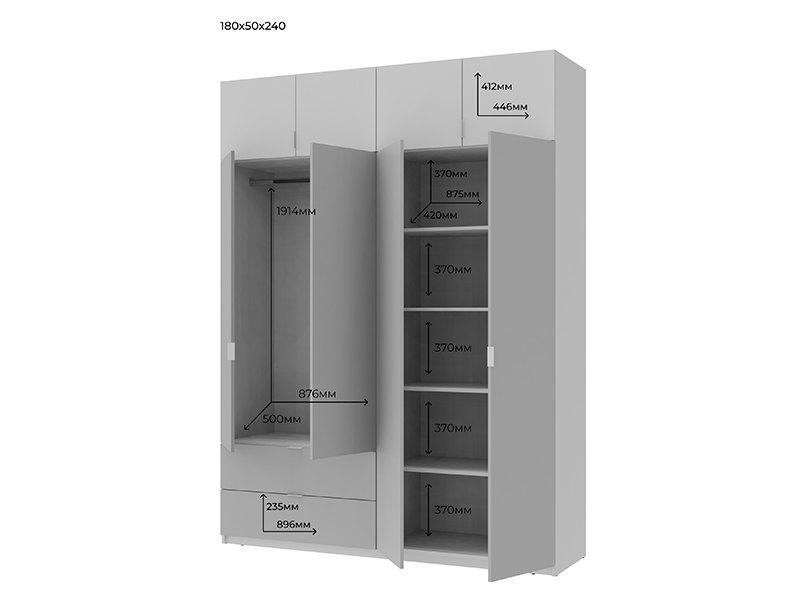 Прайс-509 Распашной шкаф для одежды Лукас 180х50х240