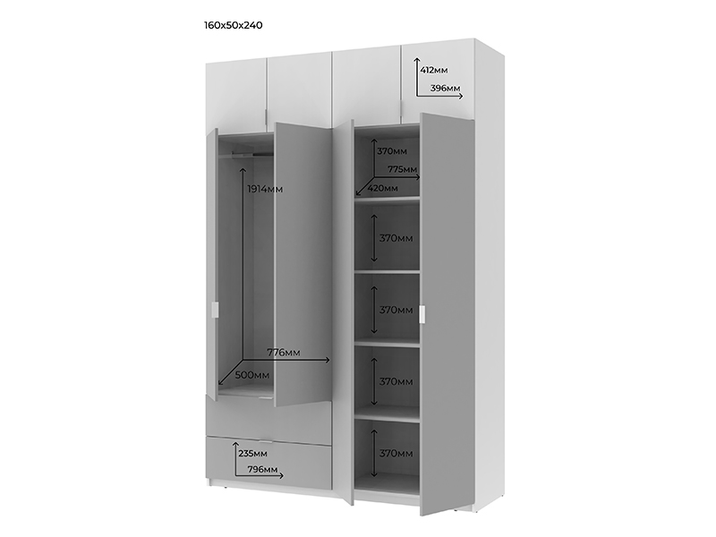 Прайс-509 Распашной шкаф для одежды Лукас 160х50х240